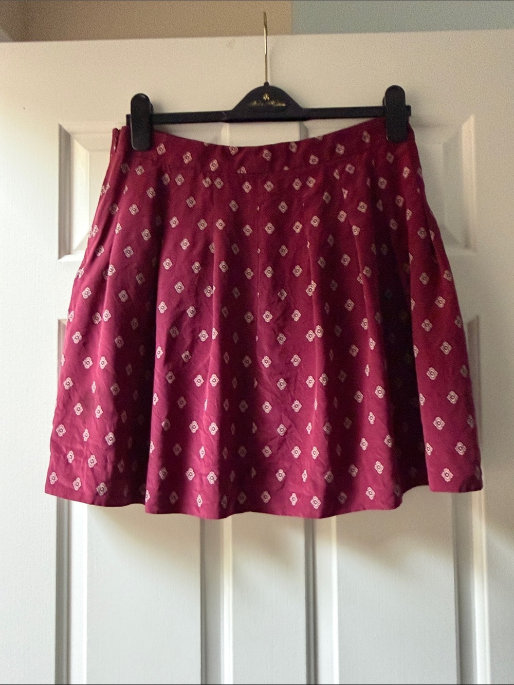 J. Crew Burgundy Printed Circle Skirt